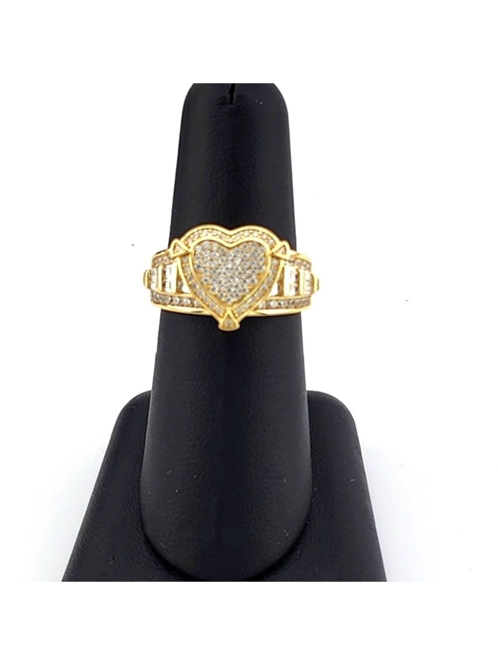 Gold Tone Heart Ring 925 Sterling Silver dipped in gold with cubic zirconia